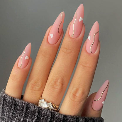 Elegant Heart Accent Press-On Nails Acalora