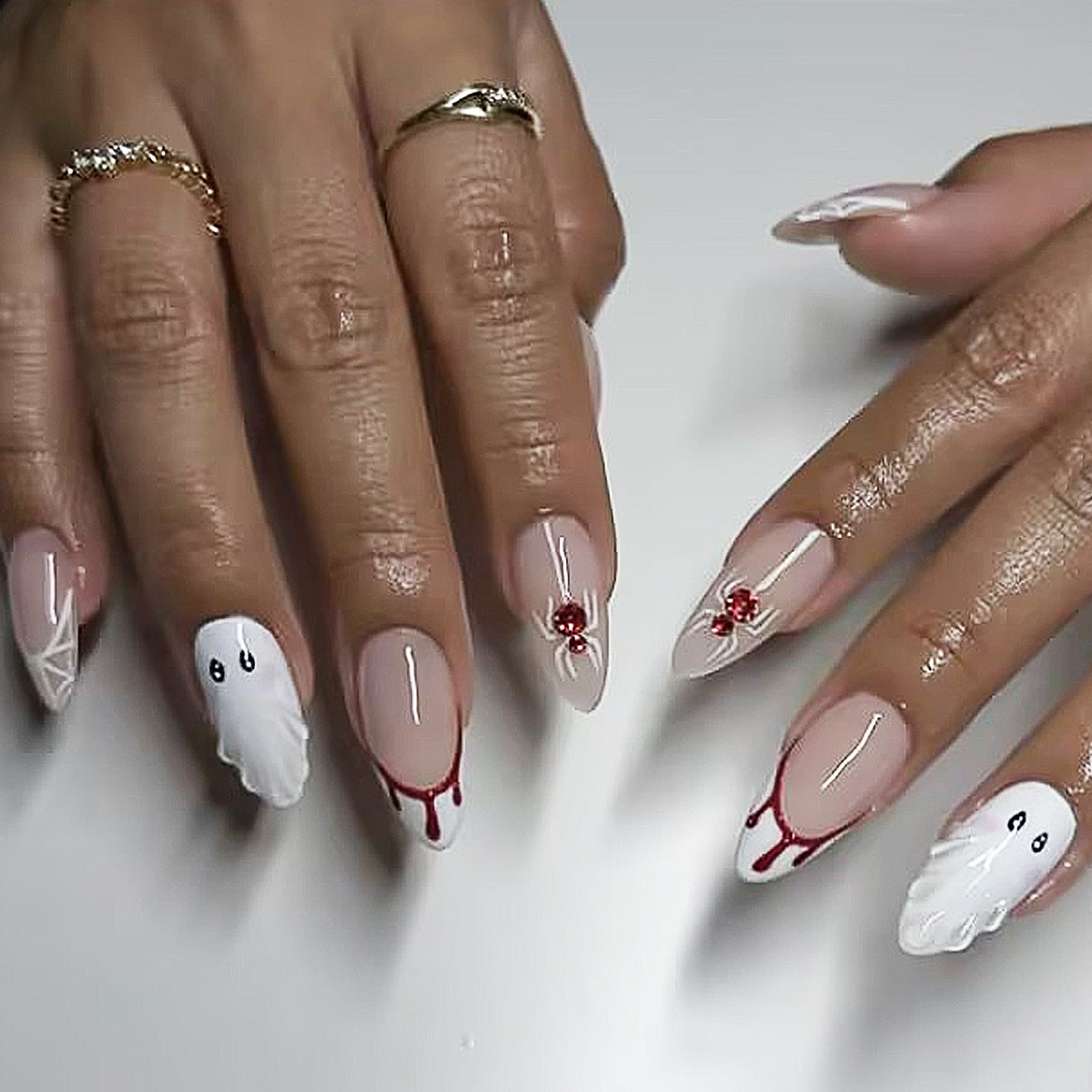 Artistic Press-On Nail Set with Halloween Inspiration Acalora