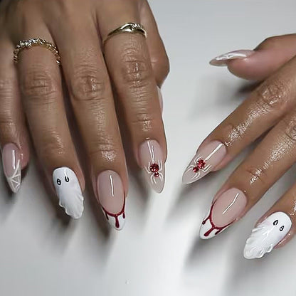 Artistic Press-On Nail Set with Halloween Inspiration Acalora