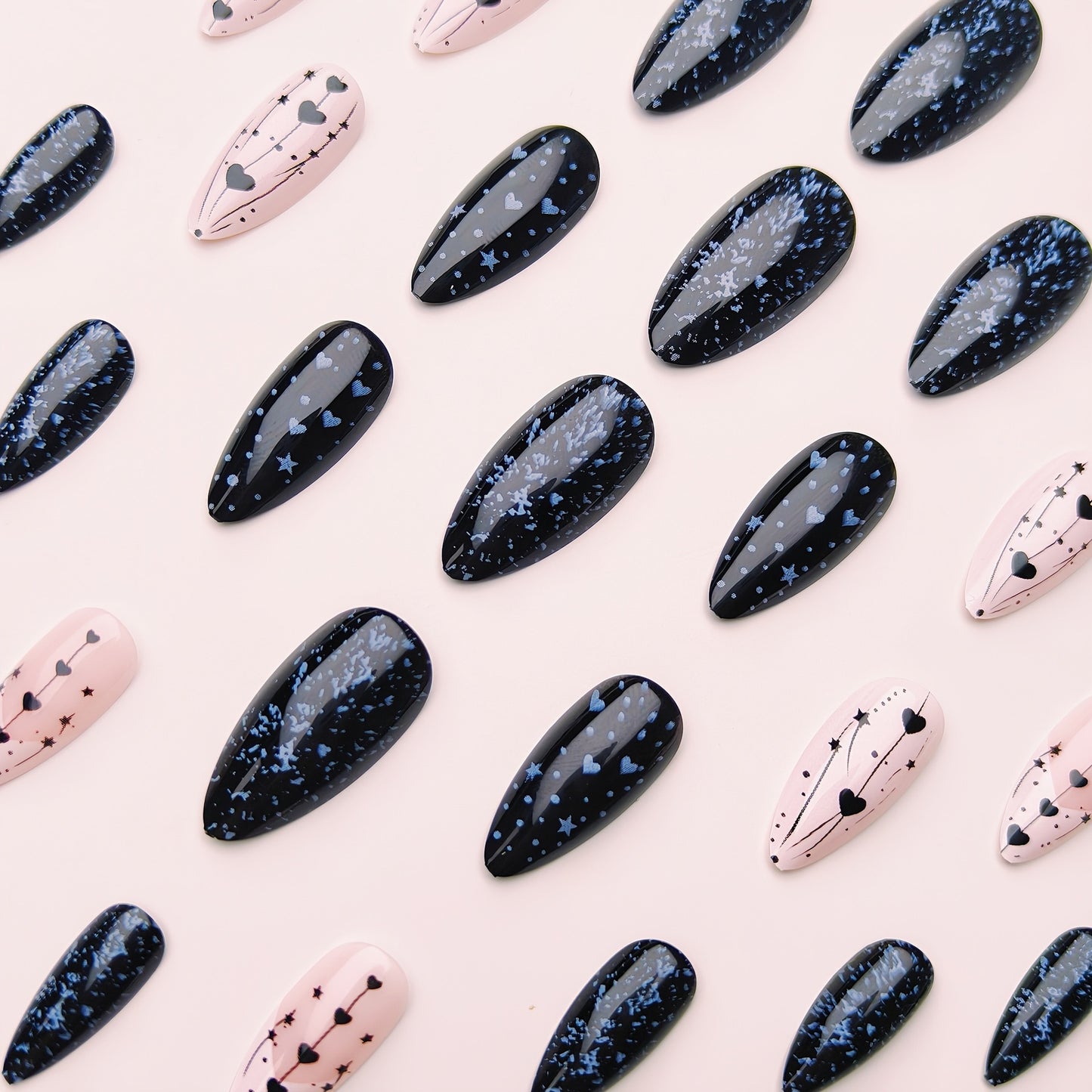 Artistic Heart and Star Nail Art Acalora