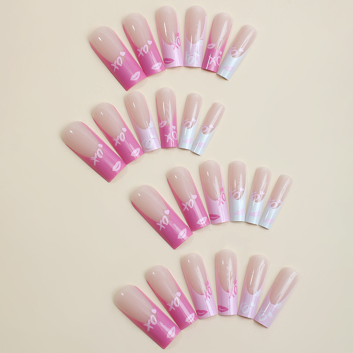 Artistic Press-On Nails Set with Elegant Gradient Design Acalora