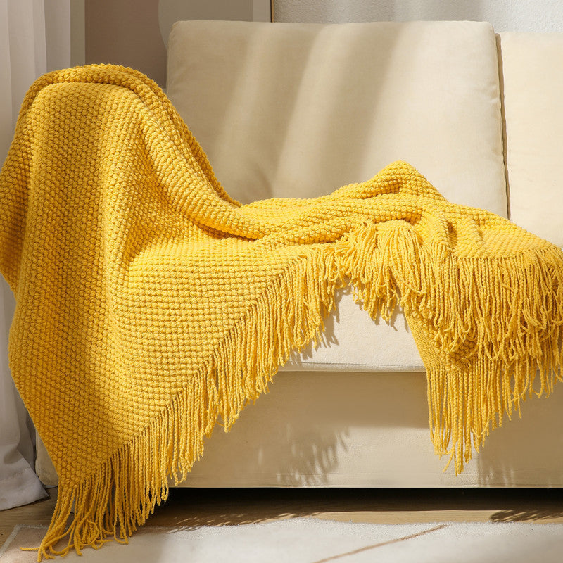 Textured Fringe Throw Blanket