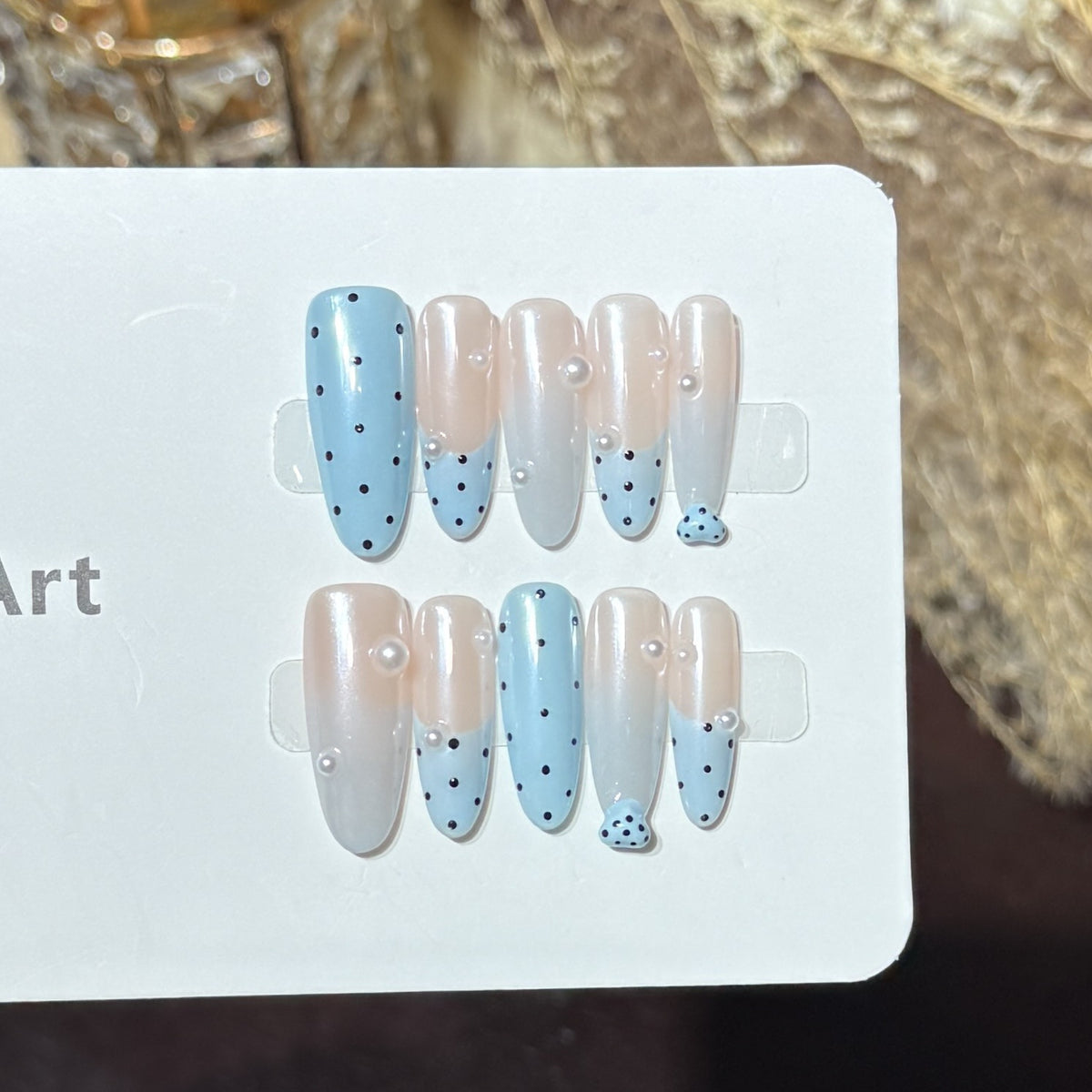 Decorative Press-On Nail Set with Unique Dot Design Acalora