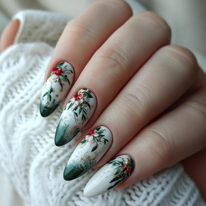 Artificial nails with festive flower design Acalora