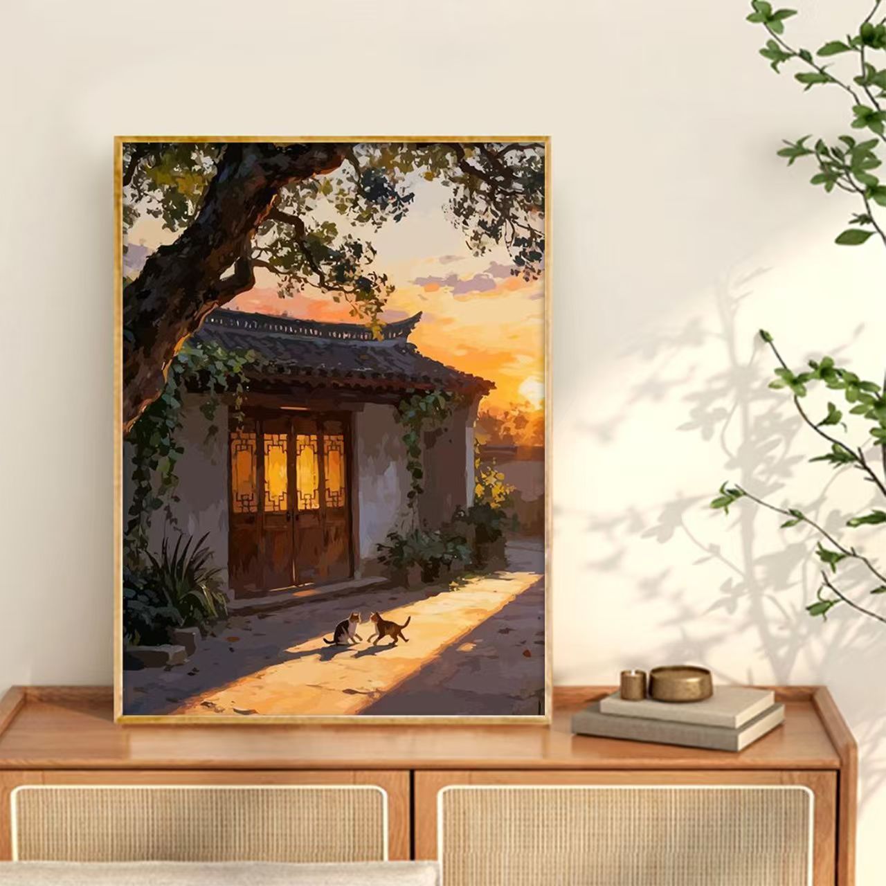 Yawning Cat Canvas Wall Art Print