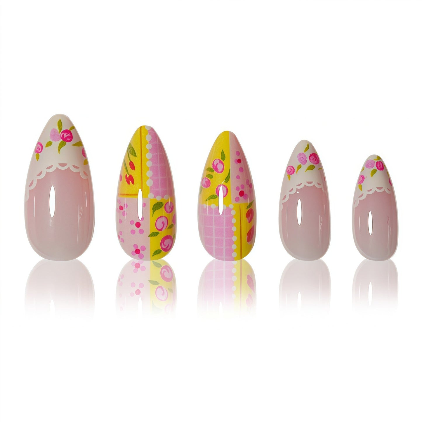 Elegant Floral Design Press-On Nails Set Acalora