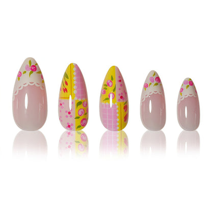 Elegant Floral Design Press-On Nails Set Acalora