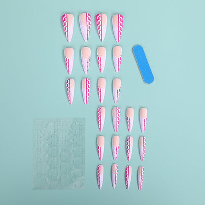 Creative Stiletto Art Nails with Geometric Patterns Acalora