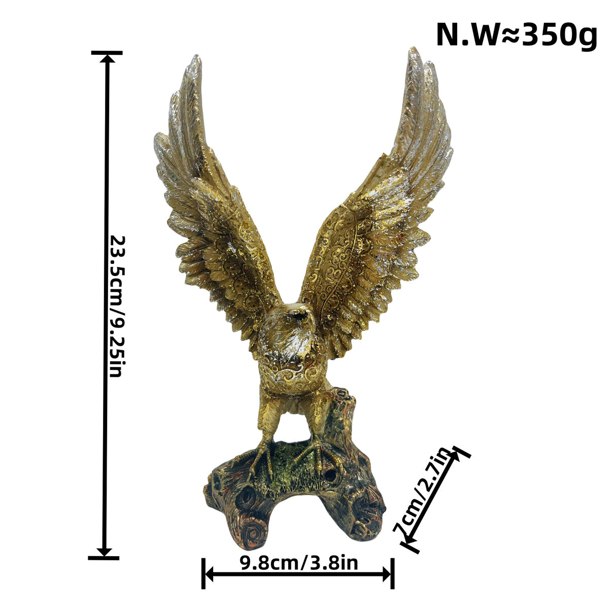 Elegant garden figure with eagle on tree trunk Acalora