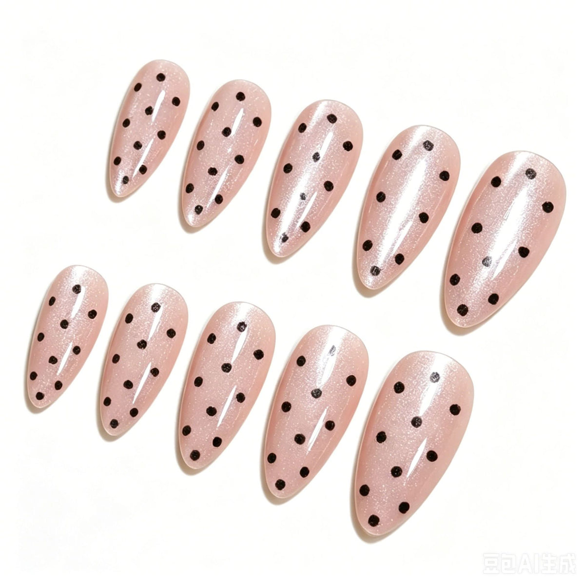 Stylish Polka Dot Press-On Nail Art Set Acalora