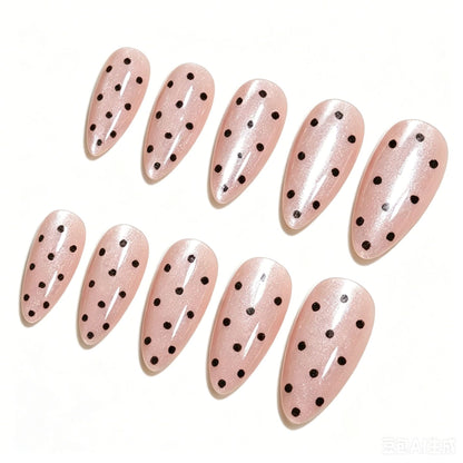 Stylish Polka Dot Press-On Nail Art Set Acalora