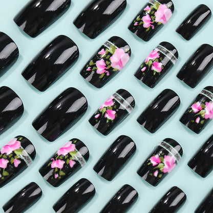 Artificial Nail Set with Elegant Rose Design Acalora