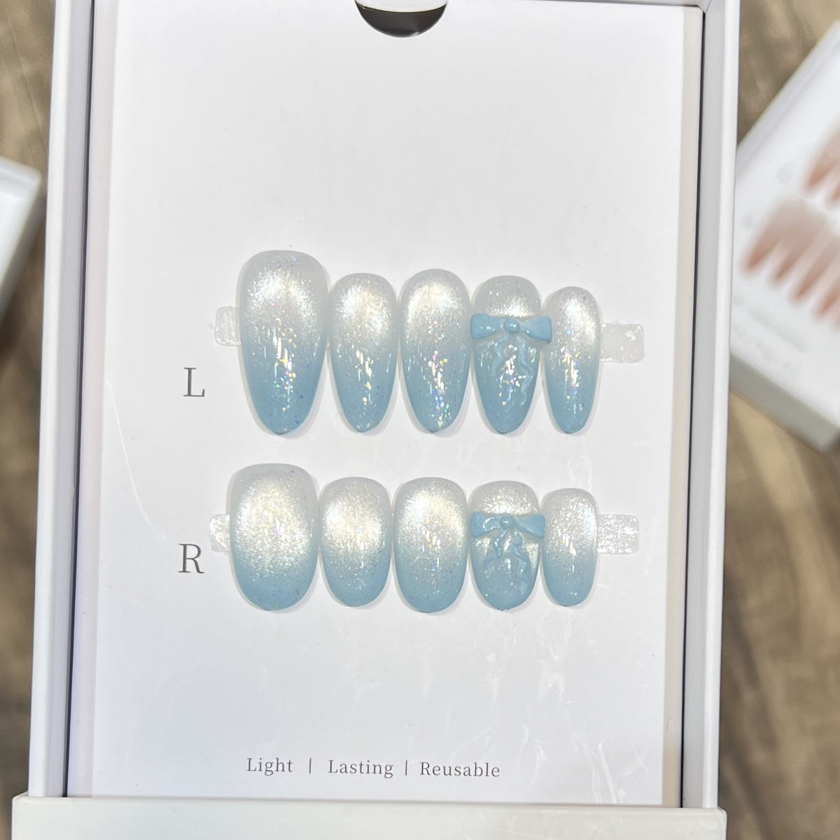 Sparkling Press-On Nail Art Set with Bow Accents Acalora