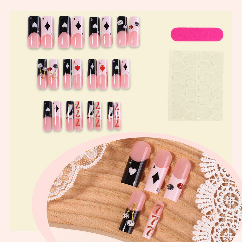 Stylish Playing Card Themed Press-On Nails Acalora