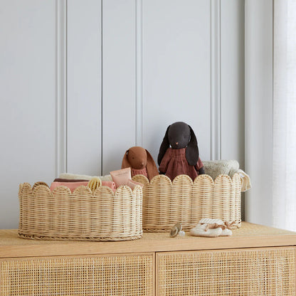 Decorative Scalloped Woven Storage Basket Acalora 1787892970