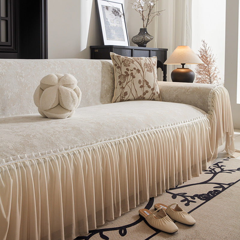 Elegant Fringed Sofa Cover
