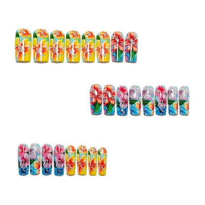 Acrylic Nail Set with Floral Designs Acalora