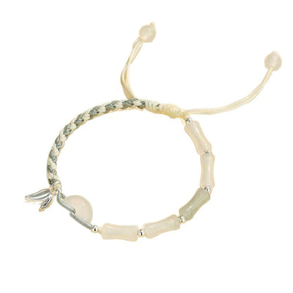 Adjustable Gemstone and Leaf Charm Bracelet Acalora
