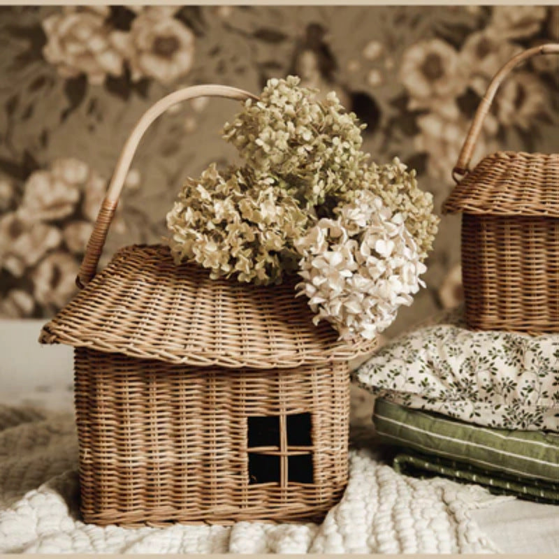Charming Cottage-Shaped Woven Storage Basket Acalora