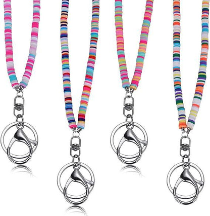 Colorful Beaded ID Badge Holder Lanyard Acalora