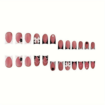 Decorative Press-On Nail Art with Floral and Graphic Designs Acalora