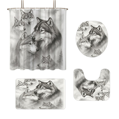 High-Definition Wolf-Themed Bathroom Décor Set