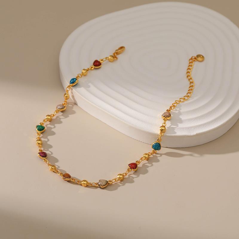 Heart Charm Anklet Acalora