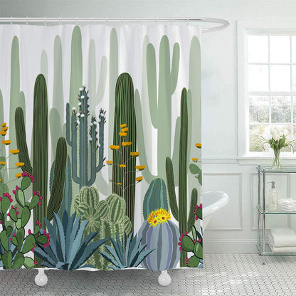 Cactus Garden-Themed Shower Curtain