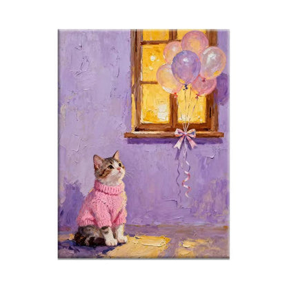 Playful Cat Illustration Canvas Art