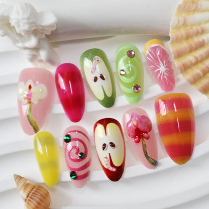 Playful Decorative Press-On Nail Art Set Acalora