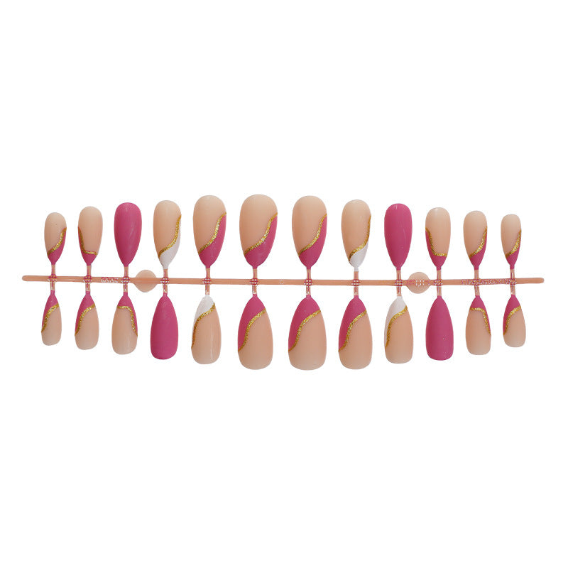 Stylish Press-On Nail Art Set with Elegant Gold Accents Acalora