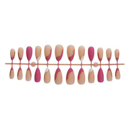 Stylish Press-On Nail Art Set with Elegant Gold Accents Acalora