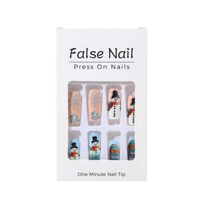 Festive artificial nails with snowman motif Acalora