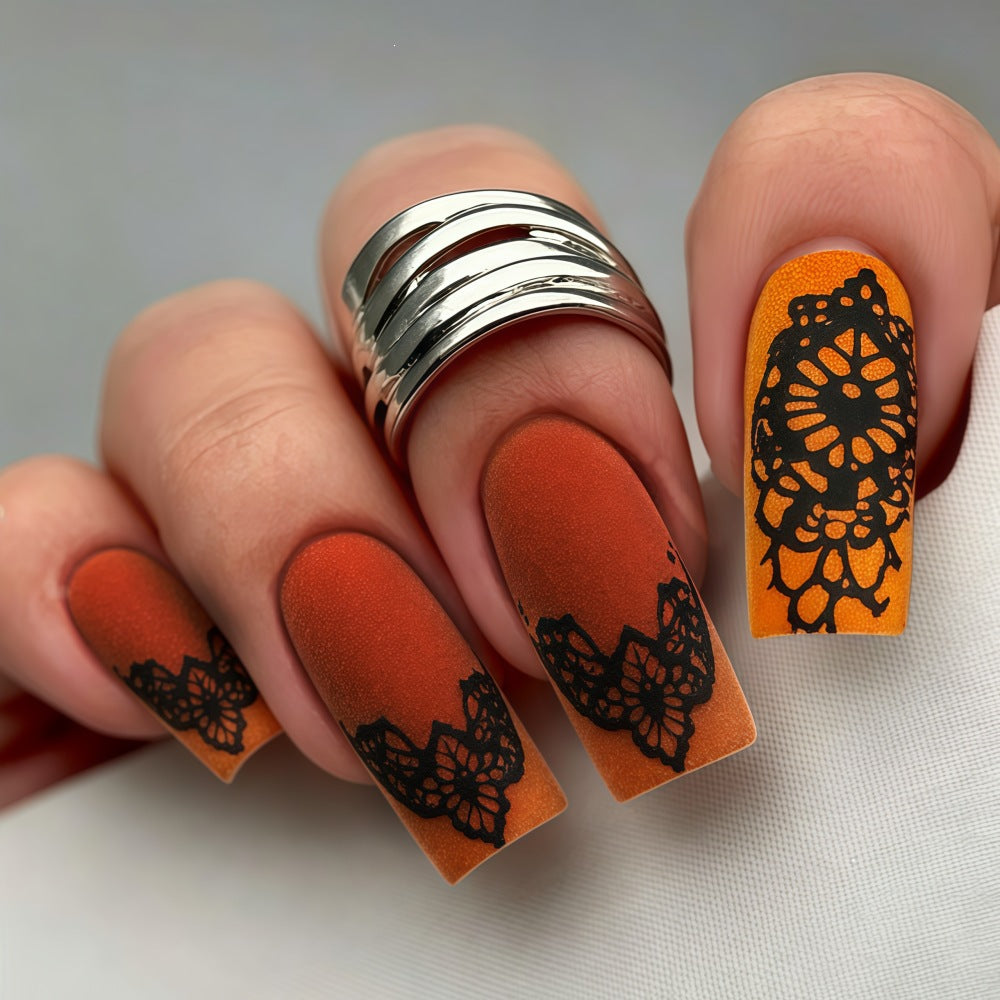 Artificial nails with floral tips pattern Acalora