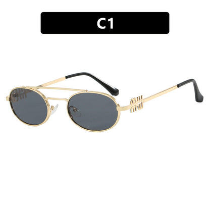 Women's elegant oval sunglasses with luxurious metal frame Karnz