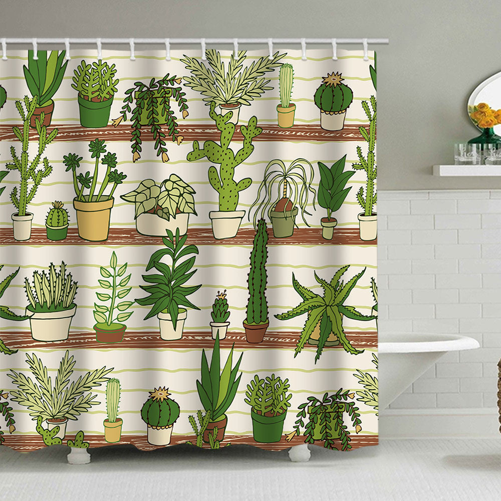 Cactus Garden-Themed Shower Curtain