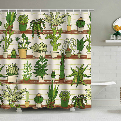 Cactus Garden-Themed Shower Curtain