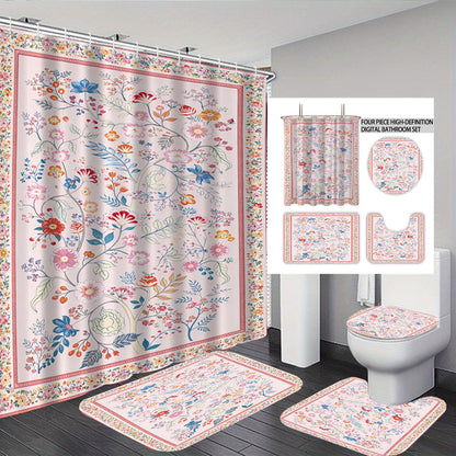 Digital Floral Print Bathroom Set