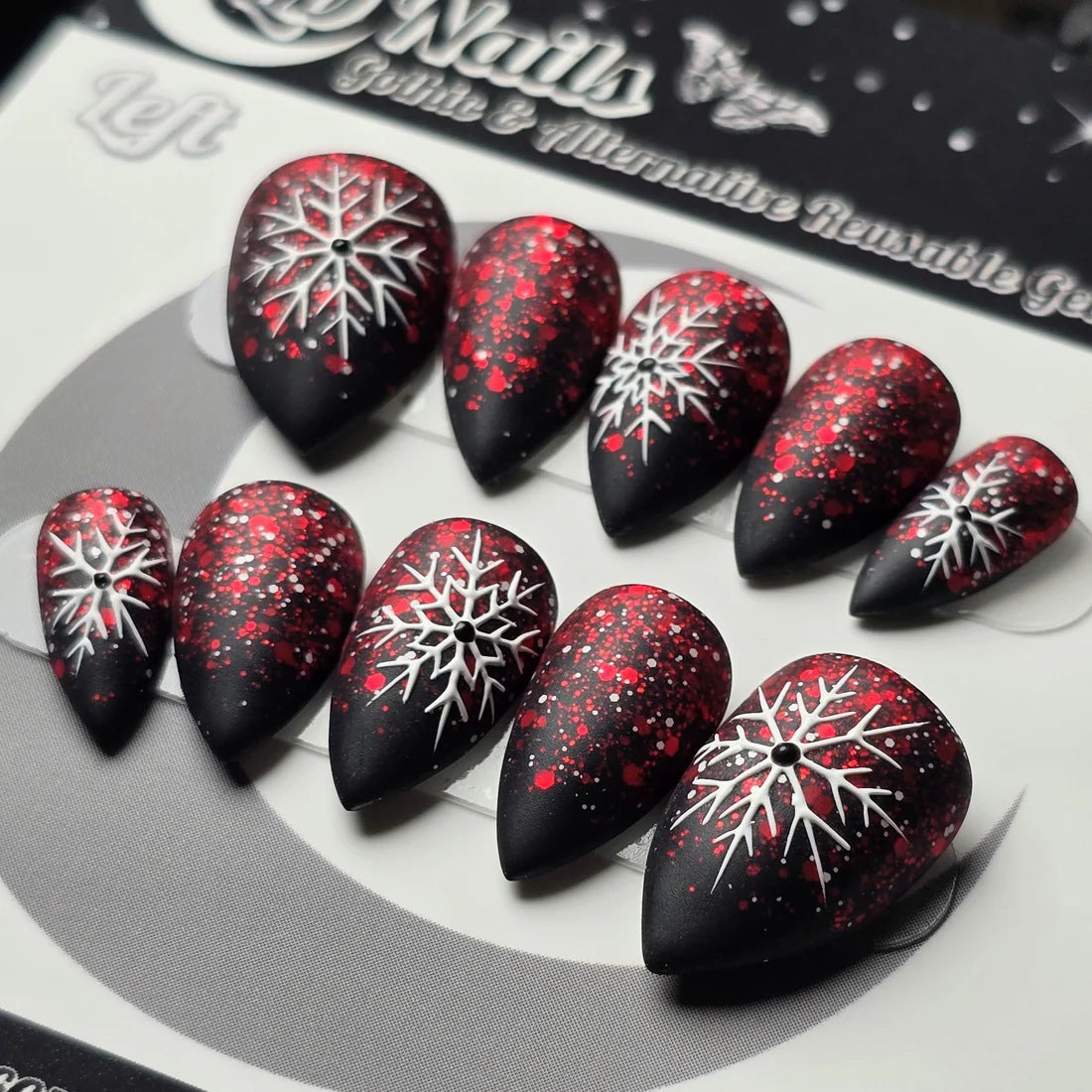 Artificial Winter Nails with Snowflake Pattern Acalora