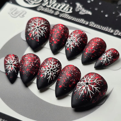 Artificial Winter Nails with Snowflake Pattern Acalora