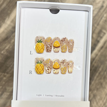 Tropical Fruit-Themed Press-On Nail Set Acalora