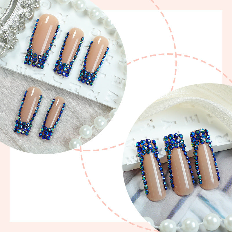 Designer Press-On Nail Set with Rhinestone Accents Acalora