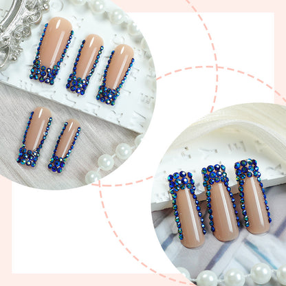 Designer Press-On Nail Set with Rhinestone Accents Acalora