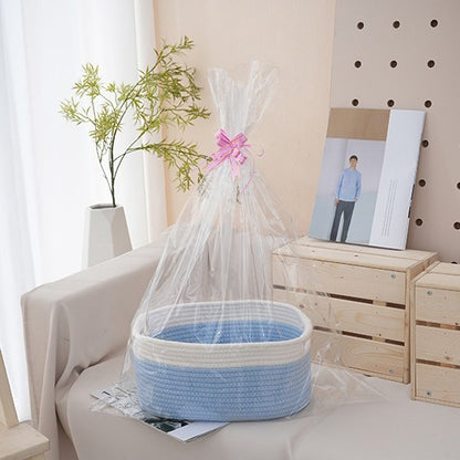 Natural storage basket with ribbons Acalora