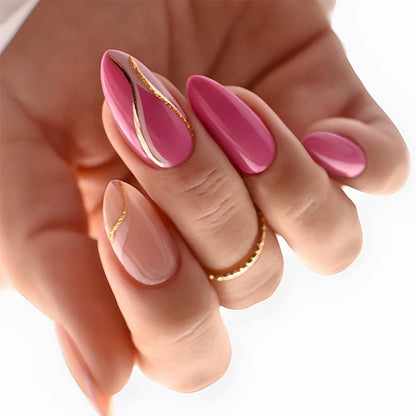 Elegant Press-On Nail Art Set with Artistic Gradient Design Acalora