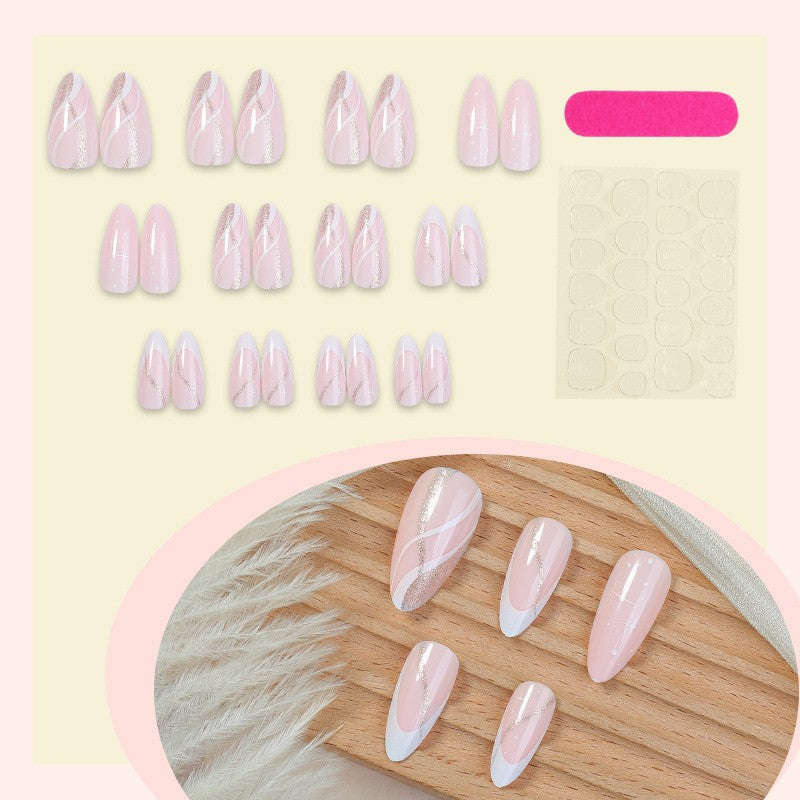 Premium Press-On Nail Art Set with Elegant Swirl Design Acalora