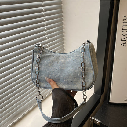 Vintage-Inspired Denim Hobo Bag Acalora