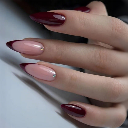 Premium Nail Art Press-On Set with Classic French Tip and Glitter Accents Acalora