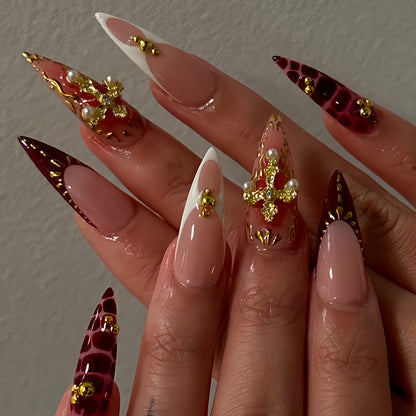 Glamorous Decorative Stiletto Press-On Nail Set Acalora