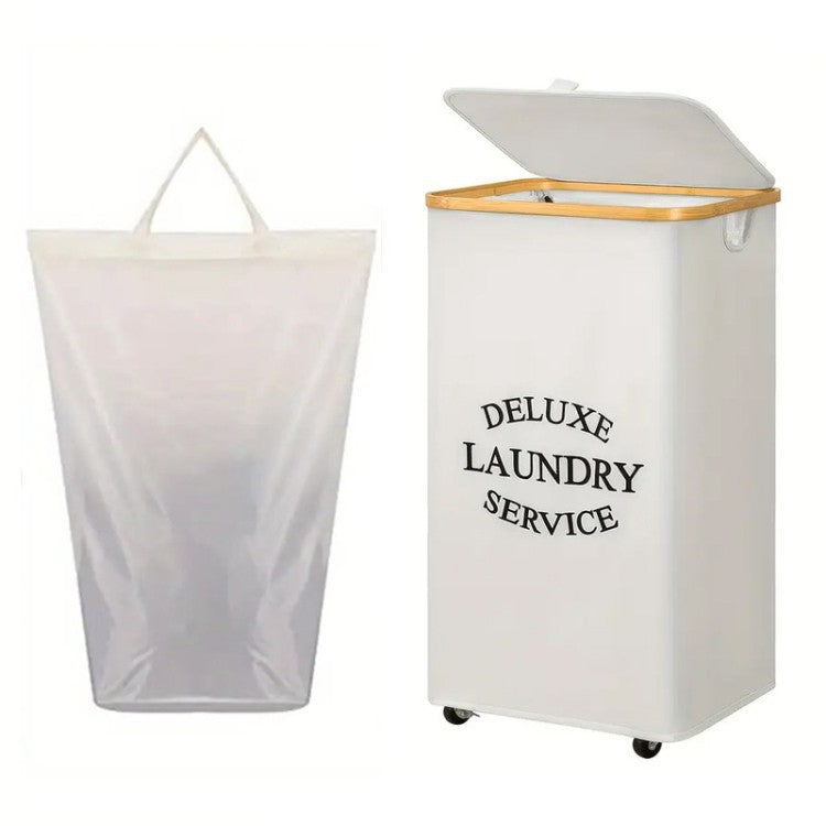 Laundry separation system with bamboo lid and multiple compartments Acalora